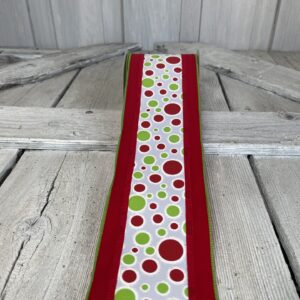 4" White Red Lime Dots with Red Velvet Edge Ribbon 78236-04-01