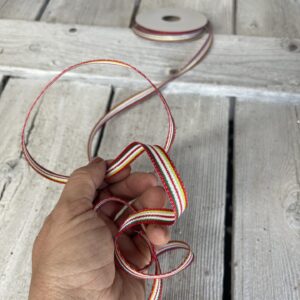 3/8 Wired Red Lime Hunter White Iridescent Stripe Ribbon 7700701-09