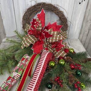 Plaid Poinsettia Traditional Wreath Supplies