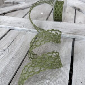 67348-09-08 1.5″ Moss Green Weave Burlap Ribbon