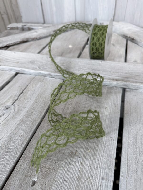 67348-09-08 1.5″ Moss Green Weave Burlap Ribbon