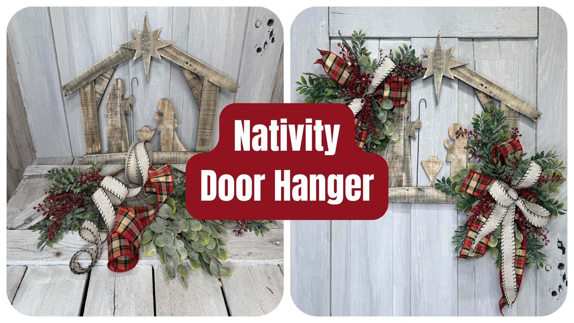 Cottage Grace Nativity Door Hanger Kit and supplies