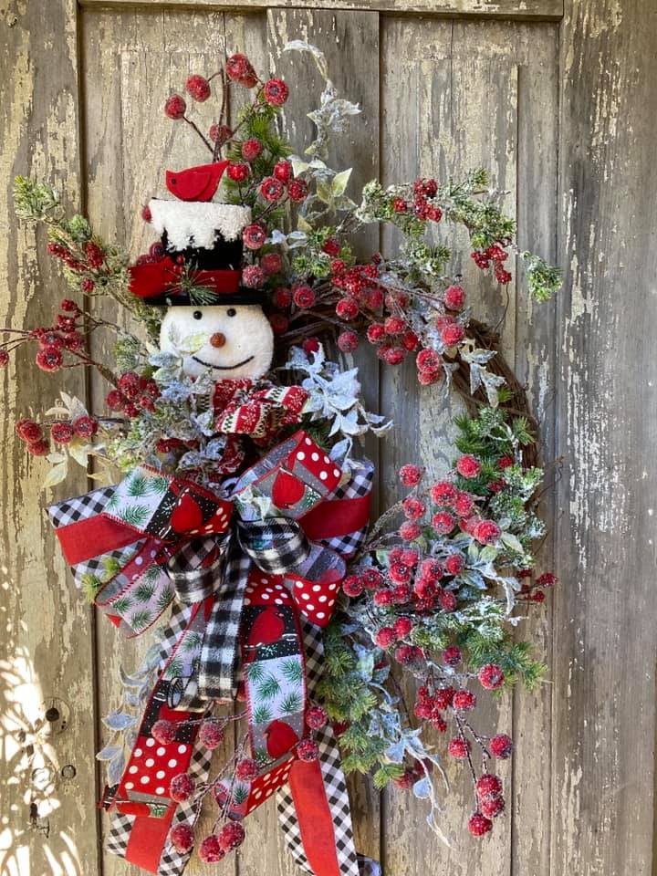 Cardinal Snowman Wreath
