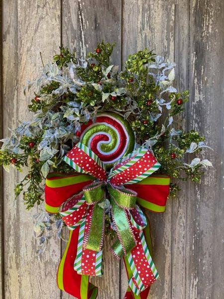 Bright Green and Red Candy Wreath
