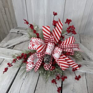 Christmas Shelf Sitter Peppermint Arrangement