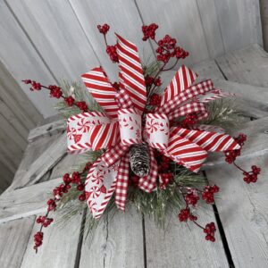 Christmas Shelf Sitter Peppermint Arrangement