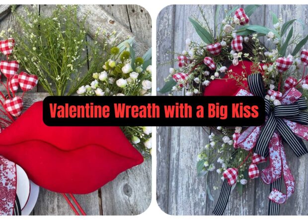 Valentine Wreath with a Big Kiss