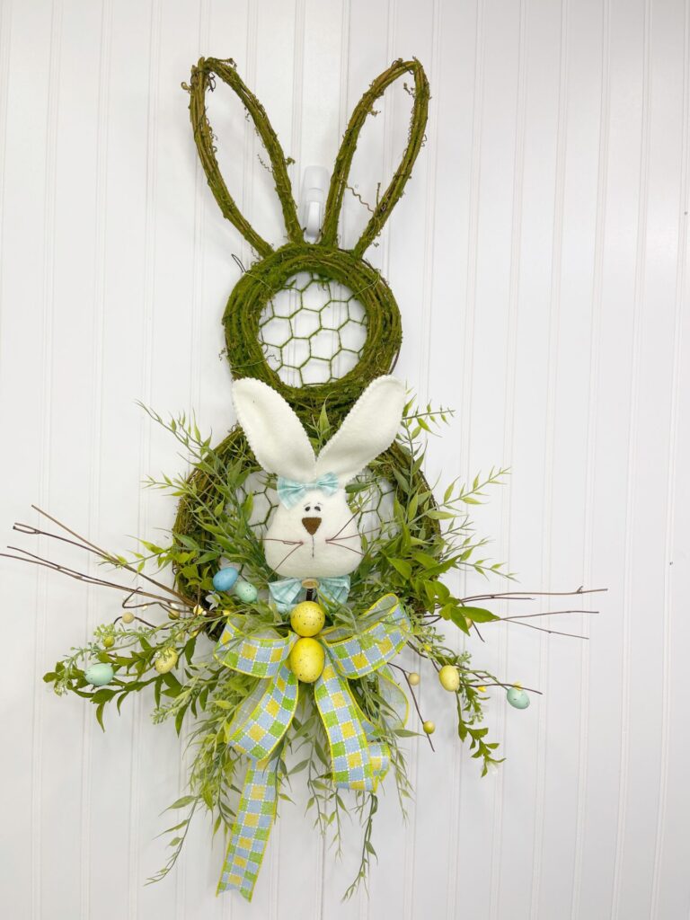 Bunny with Moss and Teal Easter Door Wreath Kit