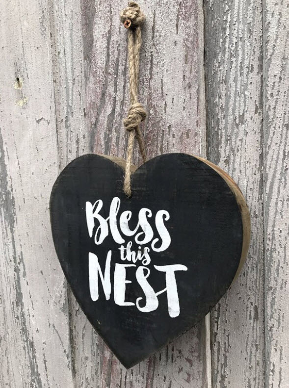 Bless This Nest Wood Heart