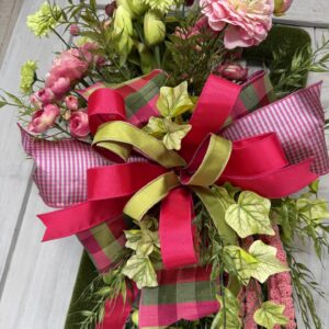Easter Morning Meadow Double Wreath bow up close