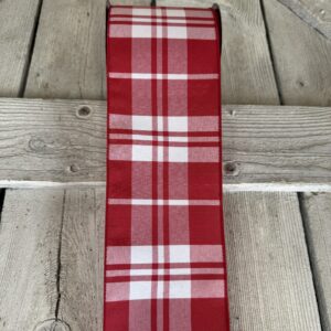DS15-6632 4_ Red White Plaid Dupioni Ribbon on a 10 Yard Roll (1)