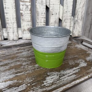 Green and White Metal Bucket 99278-3209
