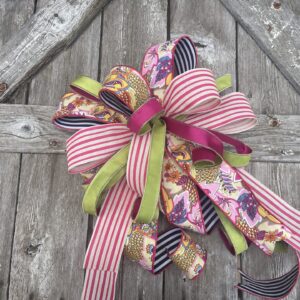 Pink & Green Designer Bow for Wreaths, Swags & Door Decor