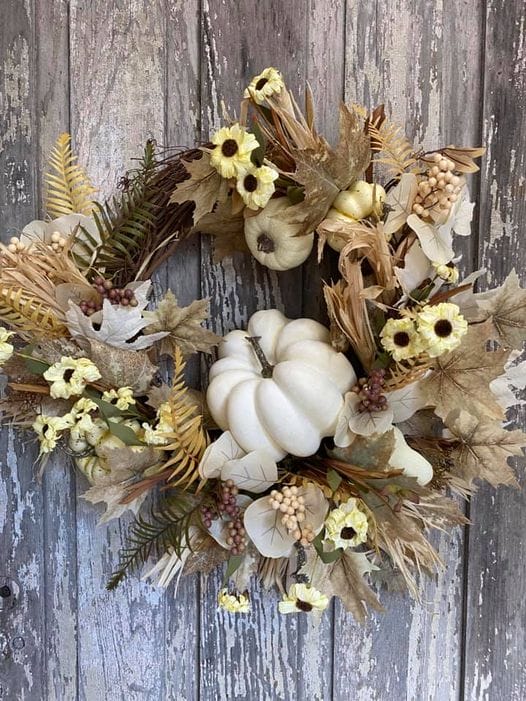 White Pumpkin Garland Wreath