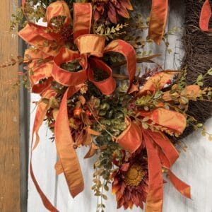 Royal Harvest Wreath bow upclose