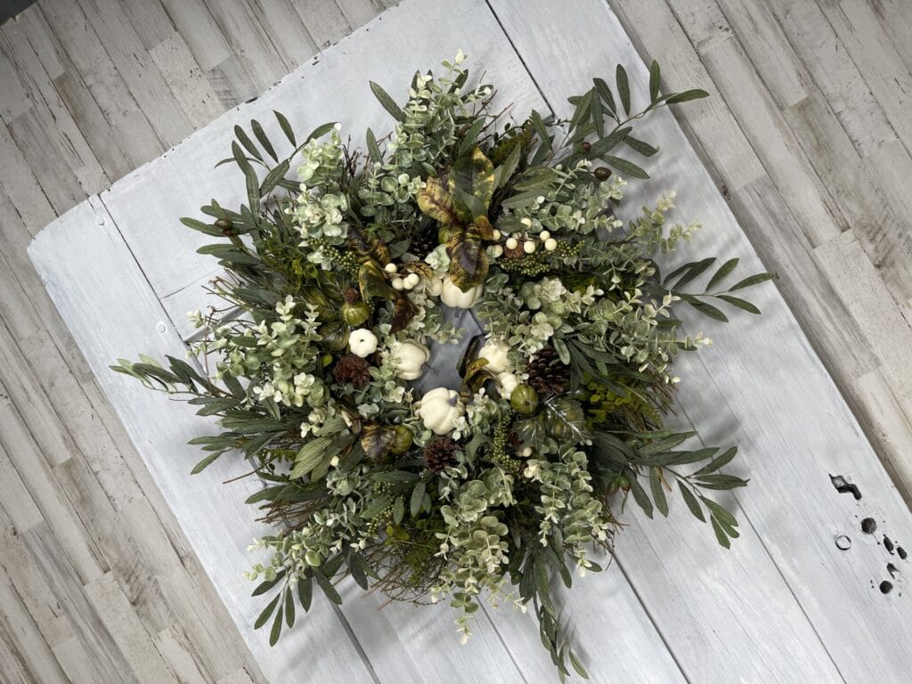Autumn Olive & White Pumpkin Wreath Kit
