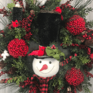 Snowman with Bird Nest Winter Wreath Kit