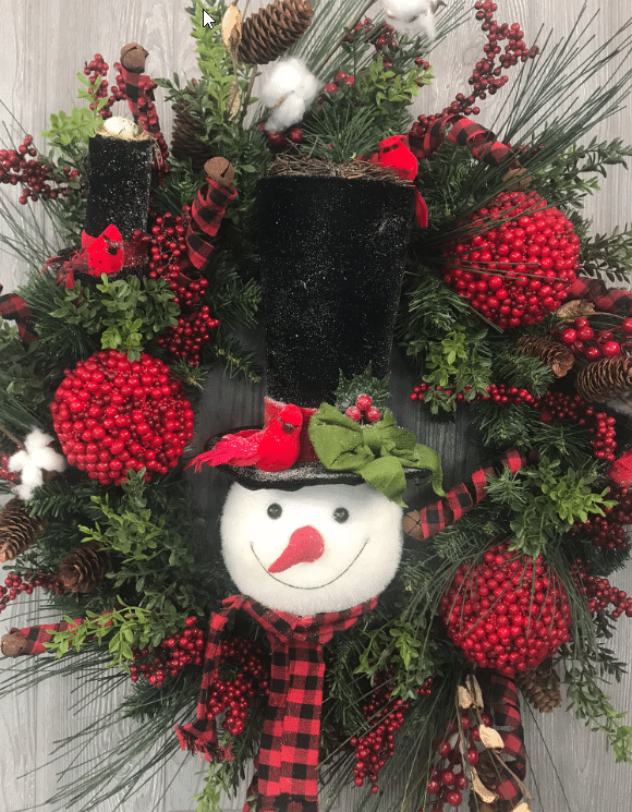 Snowman with Bird Nest Winter Wreath Kit