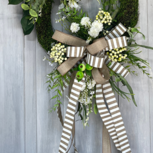 Neutral Striped Bow with Long Tails