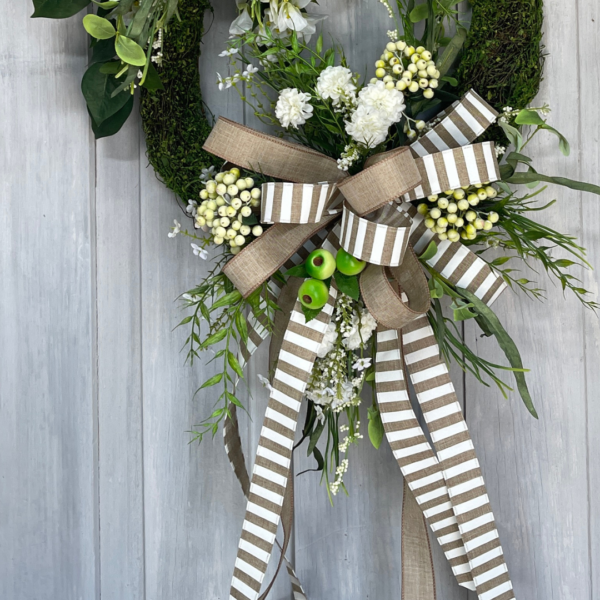 Neutral Striped Bow with Long Tails