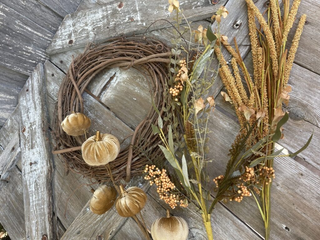 Fall Velvet Pumpkin Wreath Supplies