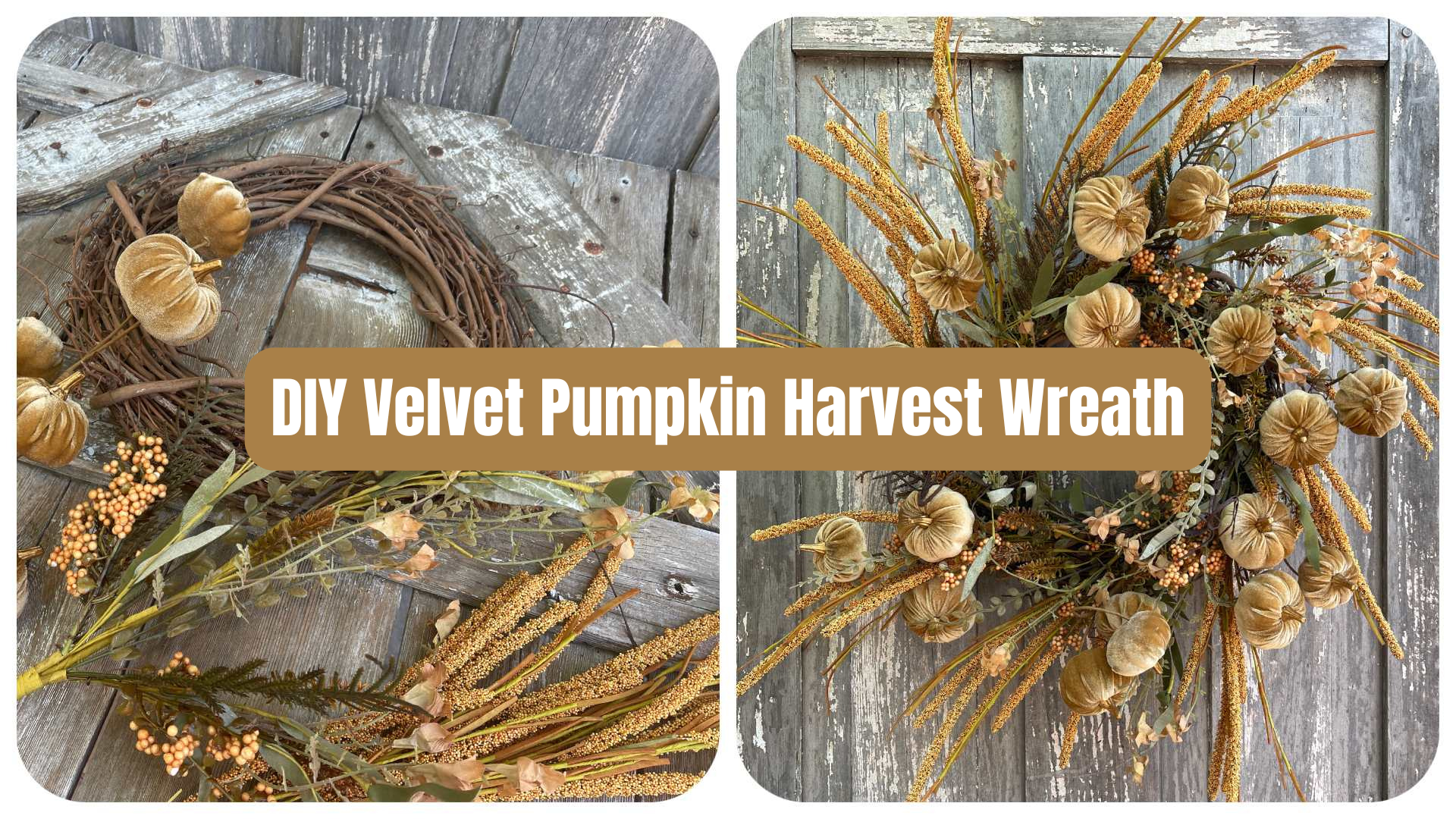 DIY Velvet Pumpkin Harvest Wreath