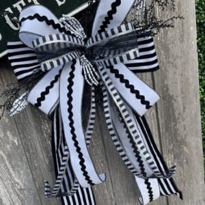 Black and White Bow with Long Tails