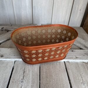 Orange Metal Burlap Lattice Container 99278-77354-OR