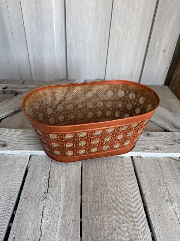 Orange Metal Burlap Lattice Container 99278-77354-OR