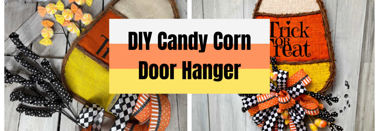 Candy Corn Door Hanger Supplies and Finished