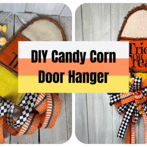 Candy Corn Door Hanger Supplies and Finished