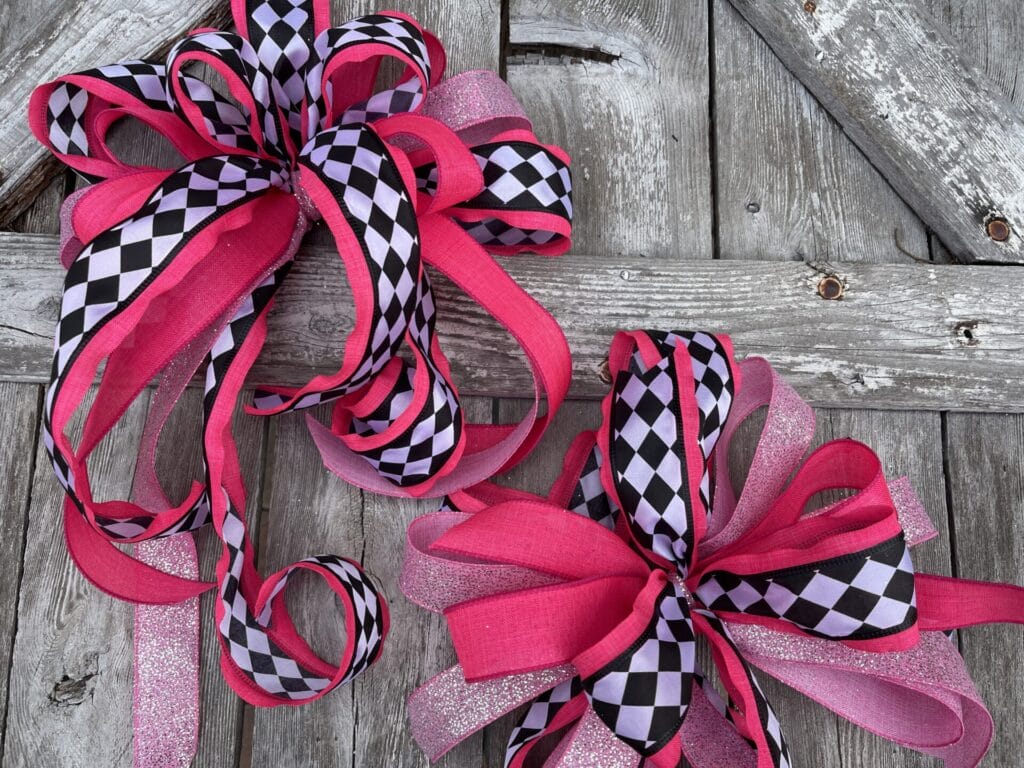 Pink Black and White Bows for Pink Halloween Swag