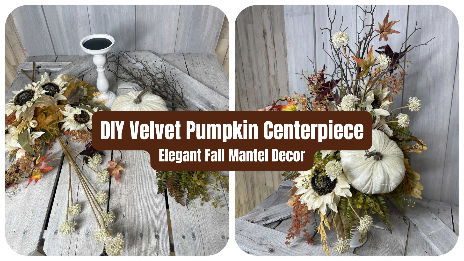 IY Velvet Pumpkin Centerpiece Elegant Fall Mantel Decor