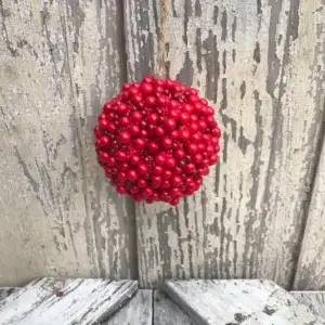 Christmas red berry ball ornament for wreaths and floral designs