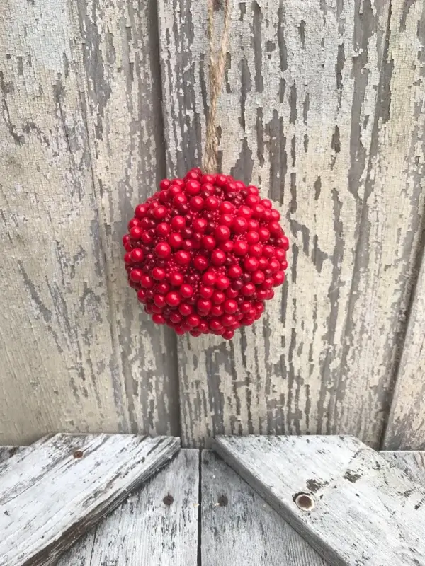 Christmas red berry ball ornament for wreaths and floral designs