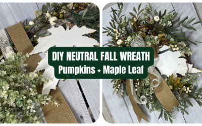 DIY Neutral Fall Wreath with Pumpkins & Maple Leaf