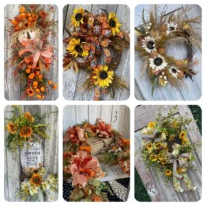 6 DIY sunflower wreath and fall door decor ideas