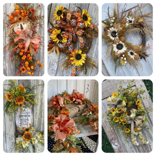 6 DIY sunflower wreath and fall door decor ideas