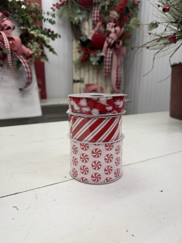 Christmas Peppermint Stripe Ribbon Bundle