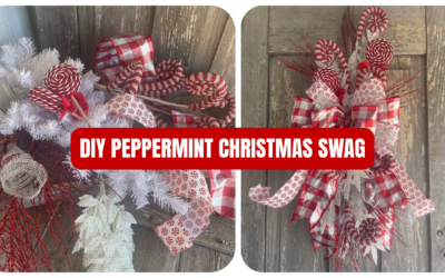 DIY Peppermint Christmas Door Swag with Silver Candy Canes