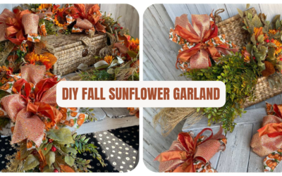 DIY Fall Garland with Sunflowers, Pumpkins & Ribbon
